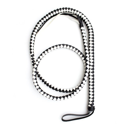 Kiotos - Lange gevlochten single tail - Bull Whip - 190 cm lang - Wit/Zwart-Erotiekvoordeel.nl