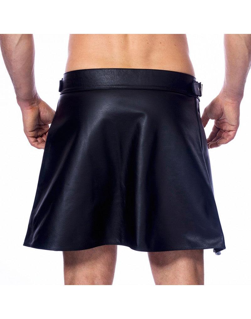 Rimba - Lederen Heren Rok - Kilt - Zwart-Laced-up.nl