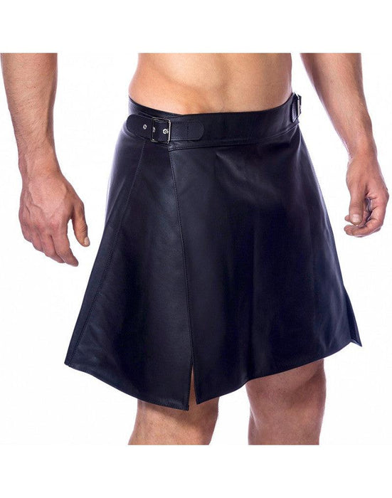 Rimba - Lederen Heren Rok - Kilt - Zwart-Laced-up.nl