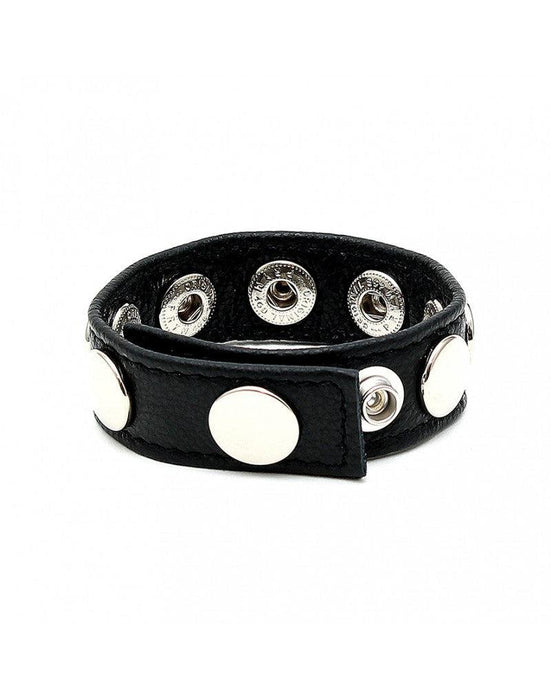 Rimba - Leren Cockring/penis strap Versierd Met Metalen Studs - Verstelbaar-Laced-up.nl
