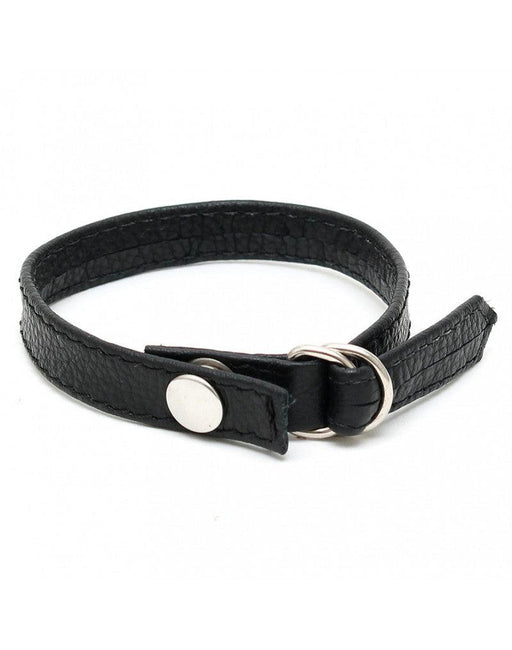 Rimba - Leren Cockring Met d-ring sluiting En drukknoop - Verstelbaar-Laced-up.nl