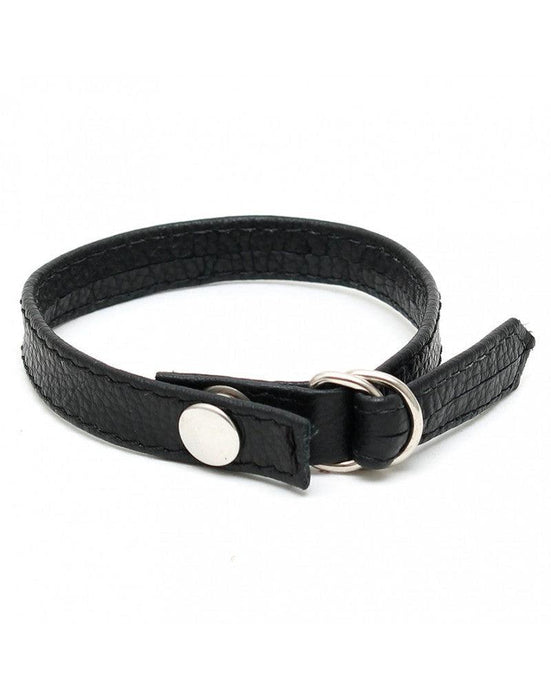 Rimba - Leren Cockring Met d-ring sluiting En drukknoop - Verstelbaar-Laced-up.nl