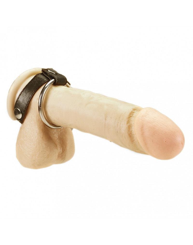 Rimba - Leren Cockring Met verwisselbare Metalen Cockring-Laced-up.nl
