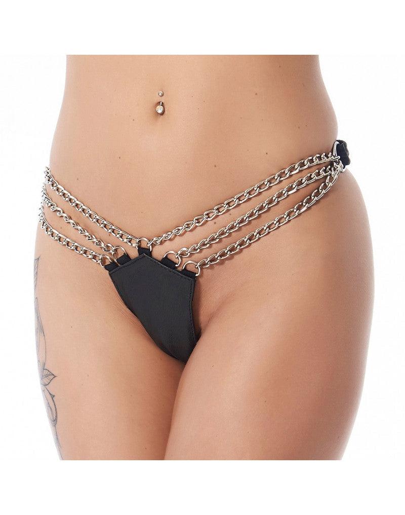 Leren Slip Met Kettingen - Verstelbaar Met Drukknopen-Laced-up.nl