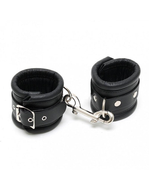 Rimba - Menottes de cheville en cuir - Doublées et réglables - Noir-Laced-up.nl