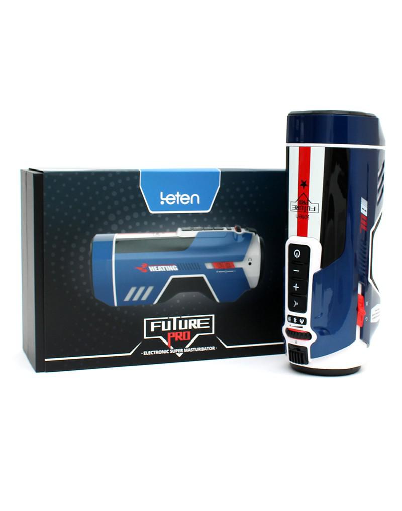 Leten - SM Future Pro Super Masturbator stotend, verwarmend, Met geluid, Met droogFunctie - Wit/Blauw-Laced-up.nl