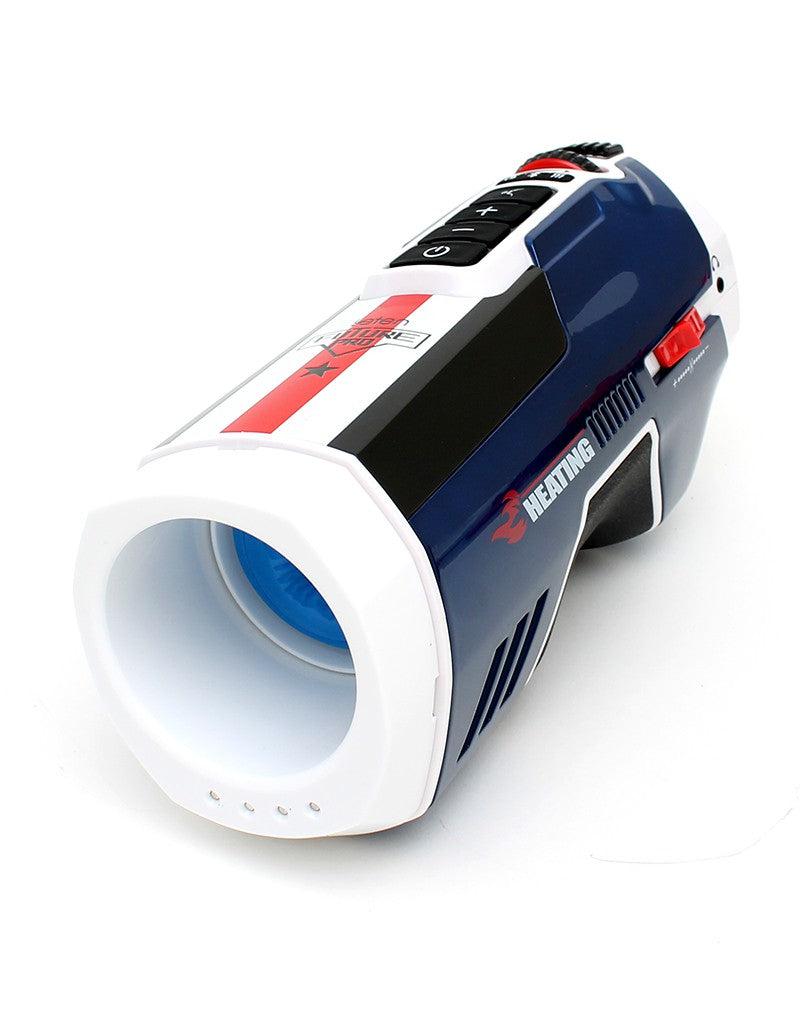 Leten - SM Future Pro Super Masturbator stotend, verwarmend, Met geluid, Met droogFunctie - Wit/Blauw-Laced-up.nl