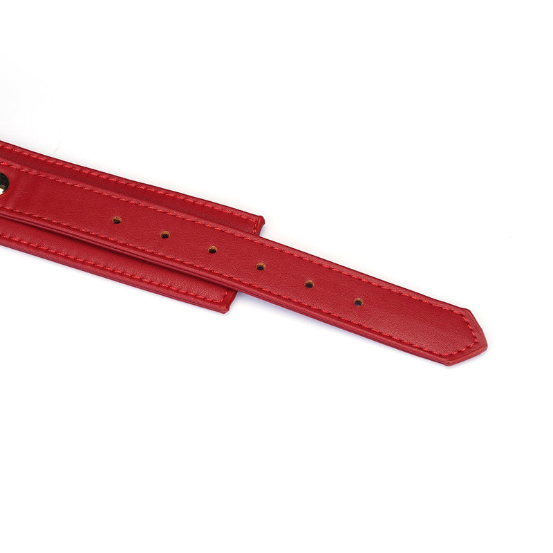 Liebe Seele - Bright Red - PU Lederen Collar met Leiband - Vegan - Rood/Goud-Laced-up.nl
