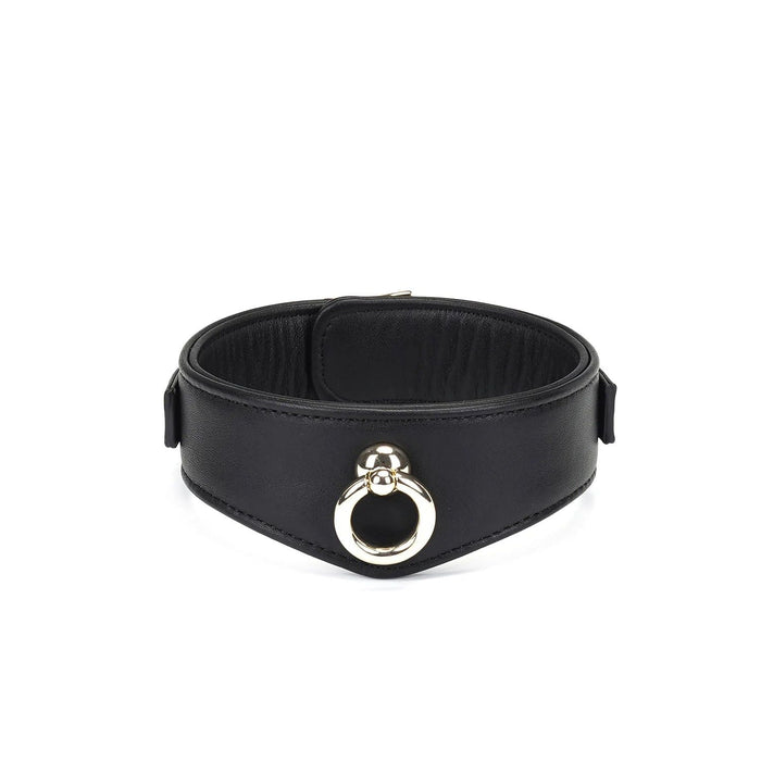 Liebe Seele - Dark Secret - Exclusieve Curved Collar Met Leiband En Gouden Hardware - Zwart/Goud-Laced-up.nl