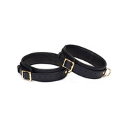 Liebe Seele - Dark Secret Exclusive Leather Thigh Cuffs With Gold Metal Fittings - Black/Gold-Laced-up.nl