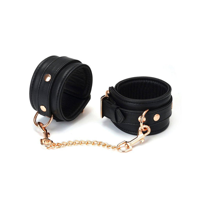 Liebe Seele - Dark Secret Exclusieve Lederen Enkelboeien Met Goud Metalen beslag - Zwart/Goud-Laced-up.nl