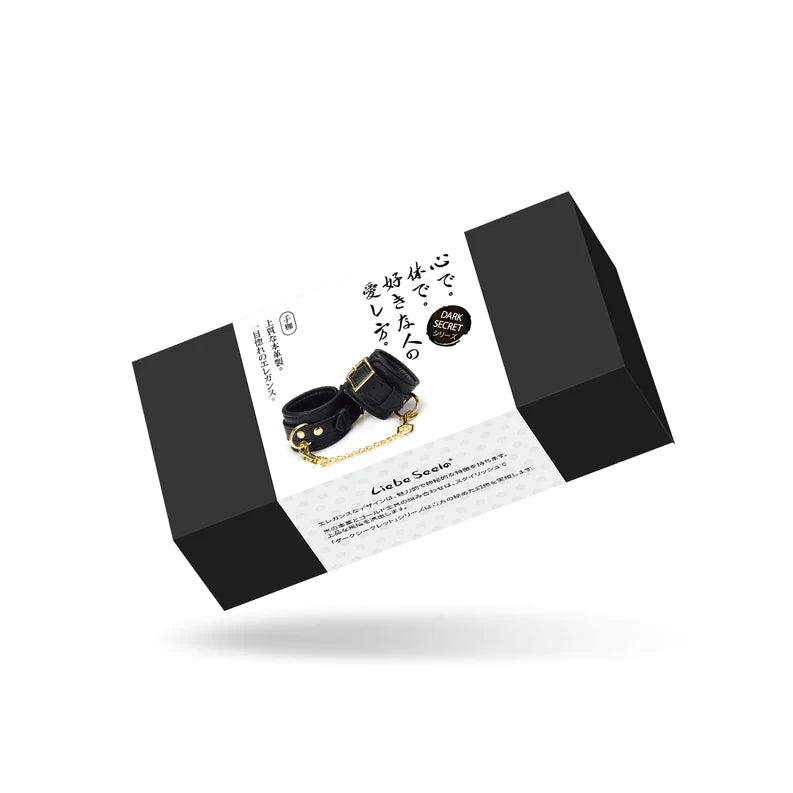 Liebe Seele - Dark Secret - Exclusieve Lederen handboeien Met Goud Metalen beslag - Zwart/Goud-Laced-up.nl