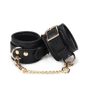 Liebe Seele - Dark Secret - Exclusieve Lederen handboeien Met Goud Metalen beslag - Zwart/Goud-Laced-up.nl