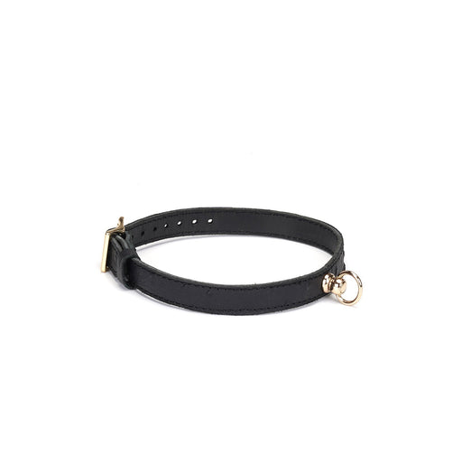 Liebe Seele Demon's Kiss Collar - Luxuriöses Lederhalsband mit goldenem O-Ring - Erotikvorteil.nl