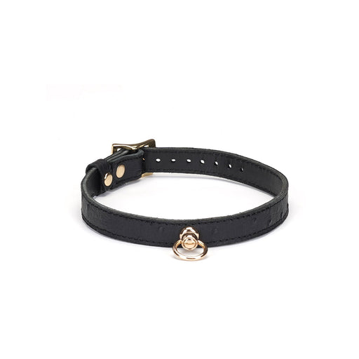 Liebe Seele Demon's Kiss Collar - Luxuriöses Lederhalsband mit goldenem O-Ring - Laced-up.nl