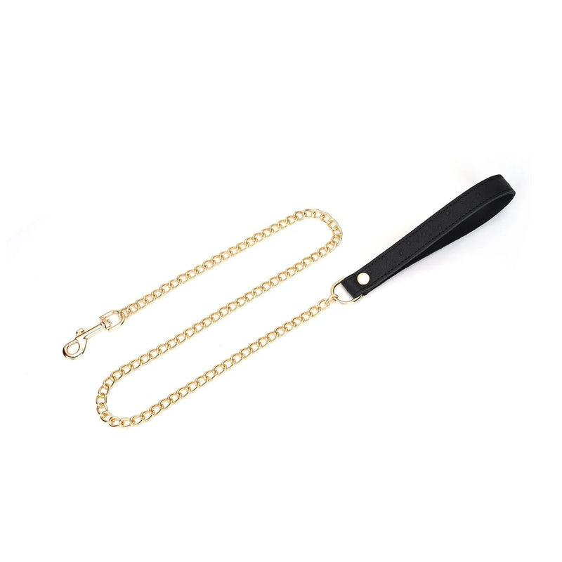 Liebe Seele - Demon's Kiss - Curved Collar Met Leash - Luxe En exclusief ontwerp - Zwart/Goud-Laced-up.nl