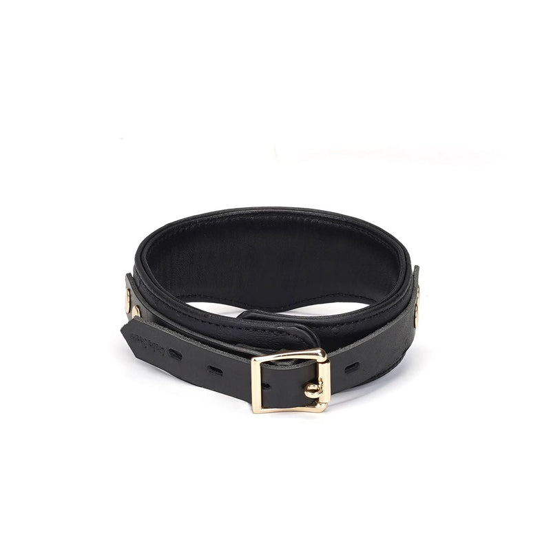 Liebe Seele - Demon's Kiss - Curved Collar Met Leash - Luxe En exclusief ontwerp - Zwart/Goud-Laced-up.nl