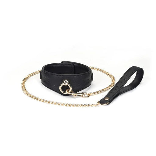 Liebe Seele - Demon's Kiss - Curved Collar Met Leash - Luxe En exclusief ontwerp - Zwart/Goud-Laced-up.nl