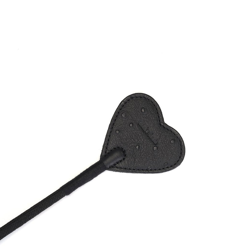 Liebe Seele - Demon's Kiss - Paardrijzweep - Hartvormige Lederen Tip - Luxe en exclusief ontwerp - Zwart/Goud-Laced-up.nl