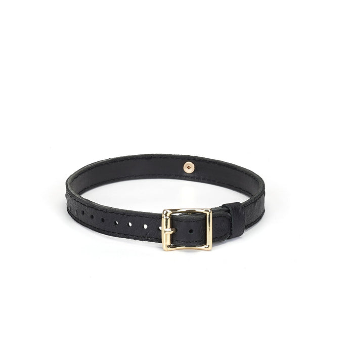 Liebe Seele Demon's Kiss Collar – Luxe Leren Halsband met Gouden O-ring-Erotiekvoordeel.nl