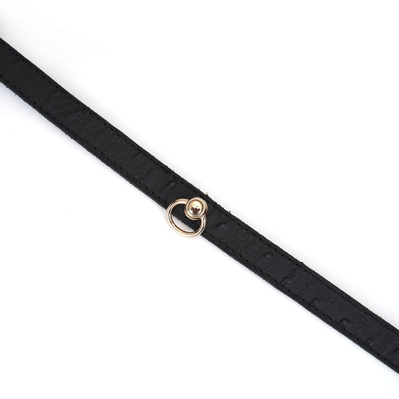 Liebe Seele Demon's Kiss Collar – Luxe Leren Halsband met Gouden O-ring-Erotiekvoordeel.nl
