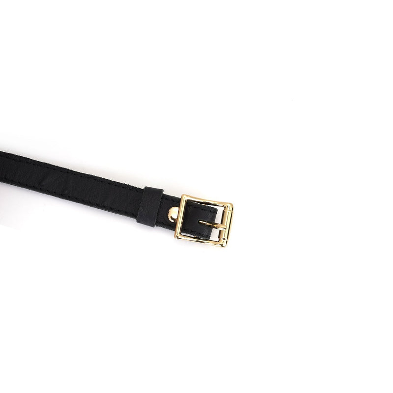 Liebe Seele Demon's Kiss Collar – Luxe Leren Halsband met Gouden O-ring-Erotiekvoordeel.nl