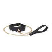 Liebe Seele - Demon’s Kiss - Schmales, gebogenes Halsband mit Leine - Luxuriöses und exklusives Design - Schwarz/Gold - Laced-up.nl