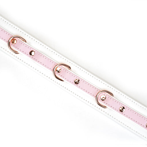 Liebe Seele - Fairy - Leren Collar met Leiband - Roze/Wit-Laced-up.nl