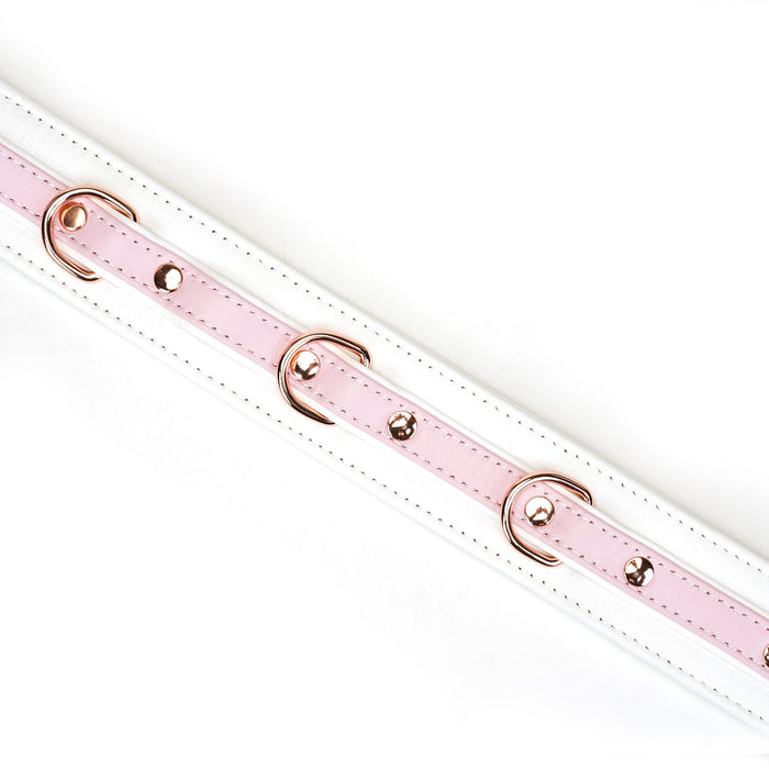 Liebe Seele - Fairy - Leren Collar met Leiband - Roze/Wit-Laced-up.nl