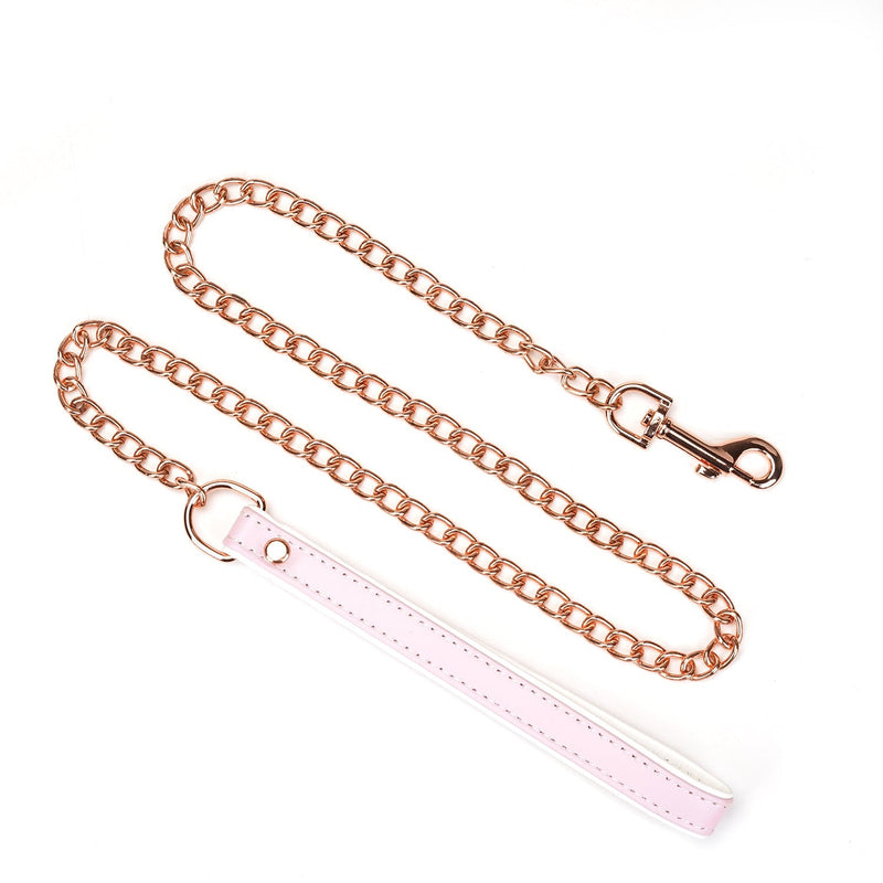 Liebe Seele - Fairy - Leren Collar met Leiband - Roze/Wit-Laced-up.nl