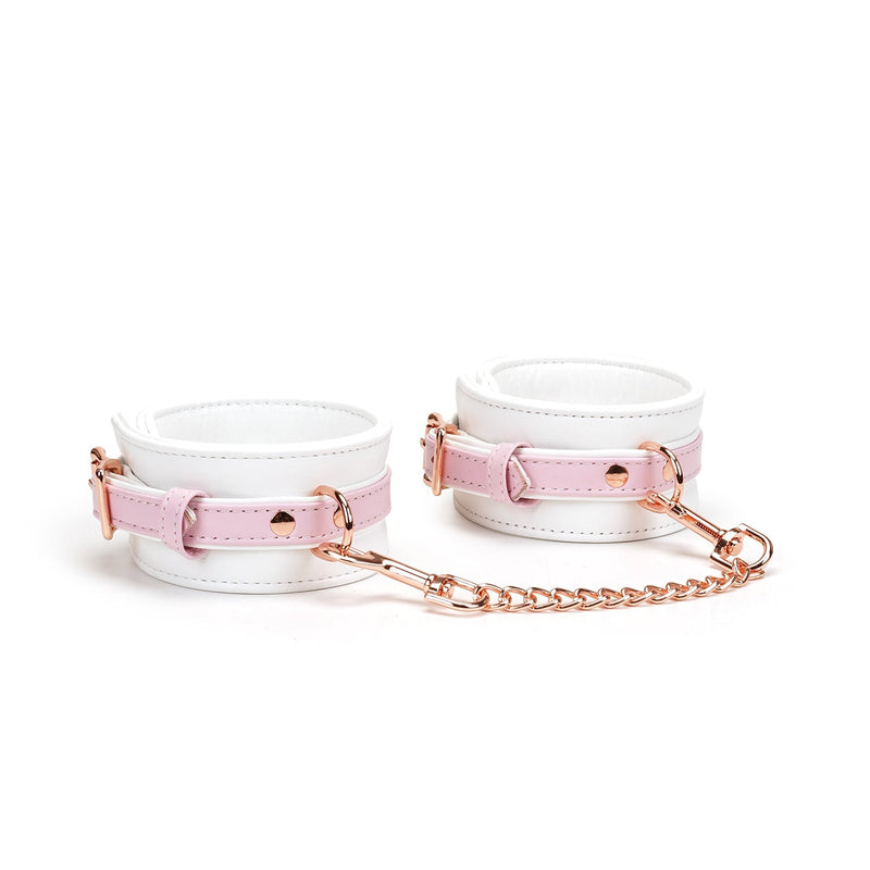 Liebe Seele - Fairy - Leren Polsboeien - Rosé-Gouden Gespen - Roze/Wit-Erotiekvoordeel.nl