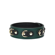 Liebe Seele - Mossy Green - Leren Collar En Gouden Leiband - Exclusief En Luxe Ontwerp - groen-Laced-up.nl