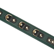 Liebe Seele - Mossy Green - Leren Collar En Gouden Leiband - Exclusief En Luxe Ontwerp - groen-Laced-up.nl