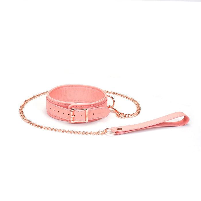 Liebe Seele - Pink Dream Leren Collar Met Leiband - Roze-Laced-up.nl