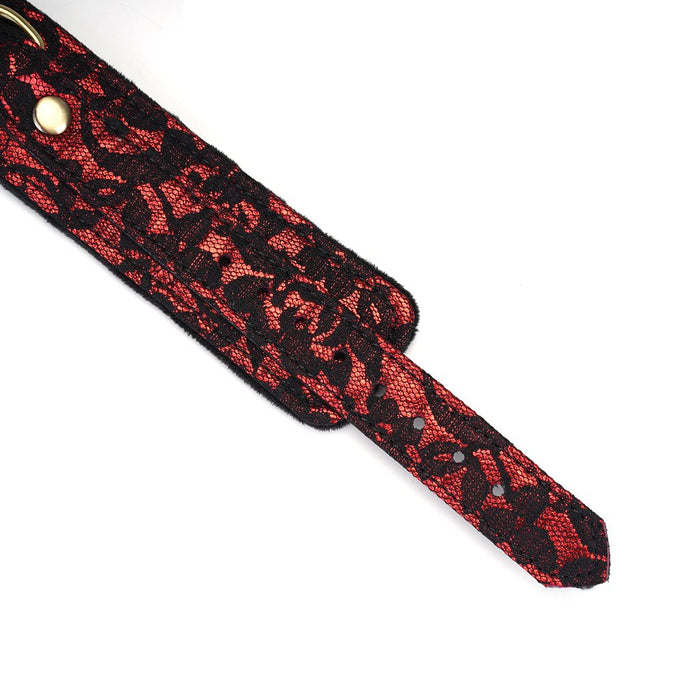 Liebe Seele - Victorian Garden Collar Met Leash - Vegan - Zwart/Rood-Laced-up.nl