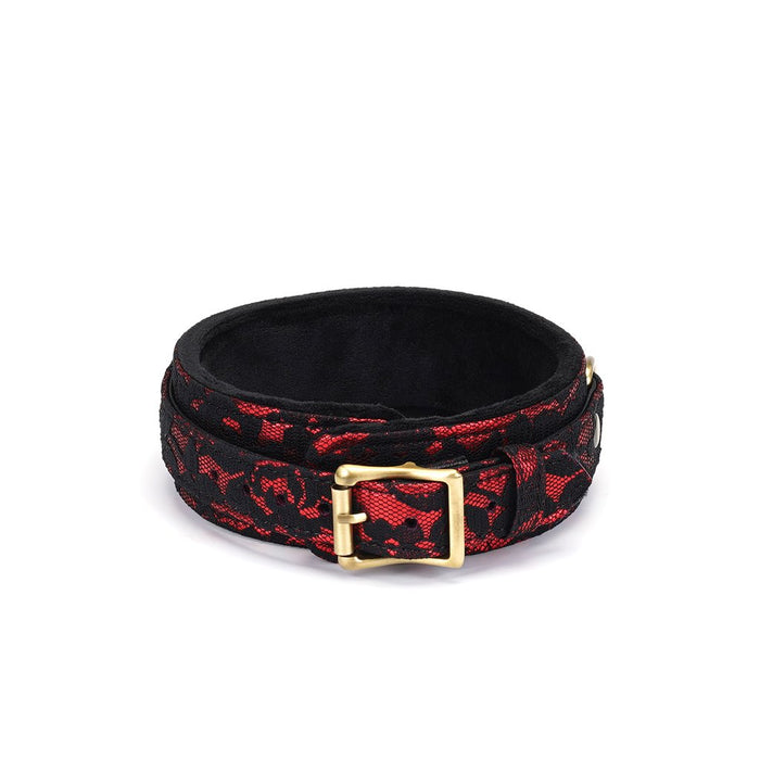 Liebe Seele - Victorian Garden Collar Met Leash - Vegan - Zwart/Rood-Laced-up.nl