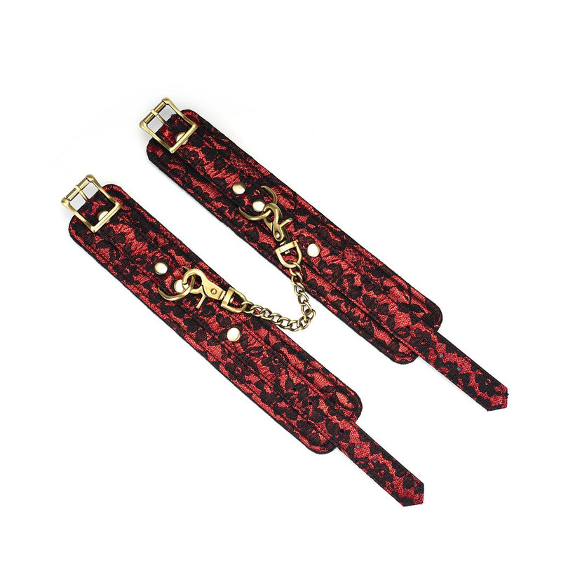 Liebe Seele - Victorian Garden Luxe Enkelboeien - vegan vriendelijk - Rood/Zwart-Laced-up.nl