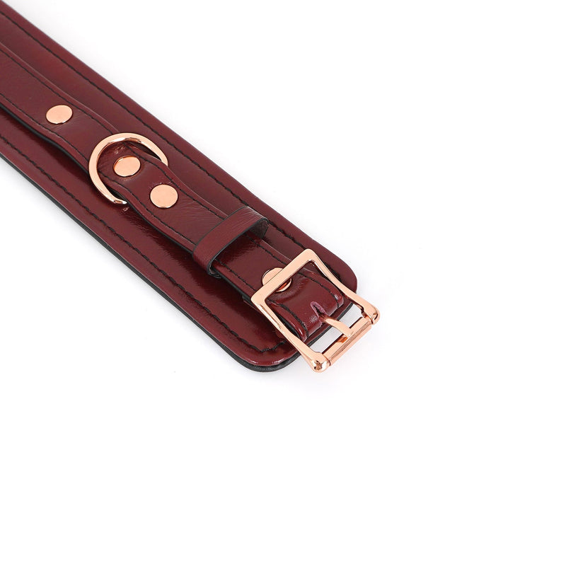 Liebe Seele - Wine Red - Leather Wrist Cuffs - Rose Gold Chain & Hardware - Exclusive and Luxurious Design - Laced-up.nl