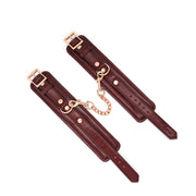 Liebe Seele - Wine Red - Leather Wrist Cuffs - Rose Gold Chain & Hardware - Exclusive and Luxurious Design - Laced-up.nl