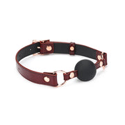 Liebe Seele - Wine Red - Leather Ball Gag With Silicone Ball - Exclusive And Luxurious Design - wine-red-Laced-up.nl