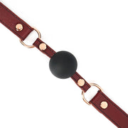 Liebe Seele - Wine Red - Leather Ball Gag With Silicone Ball - Exclusive And Luxurious Design - wine-red-Laced-up.nl