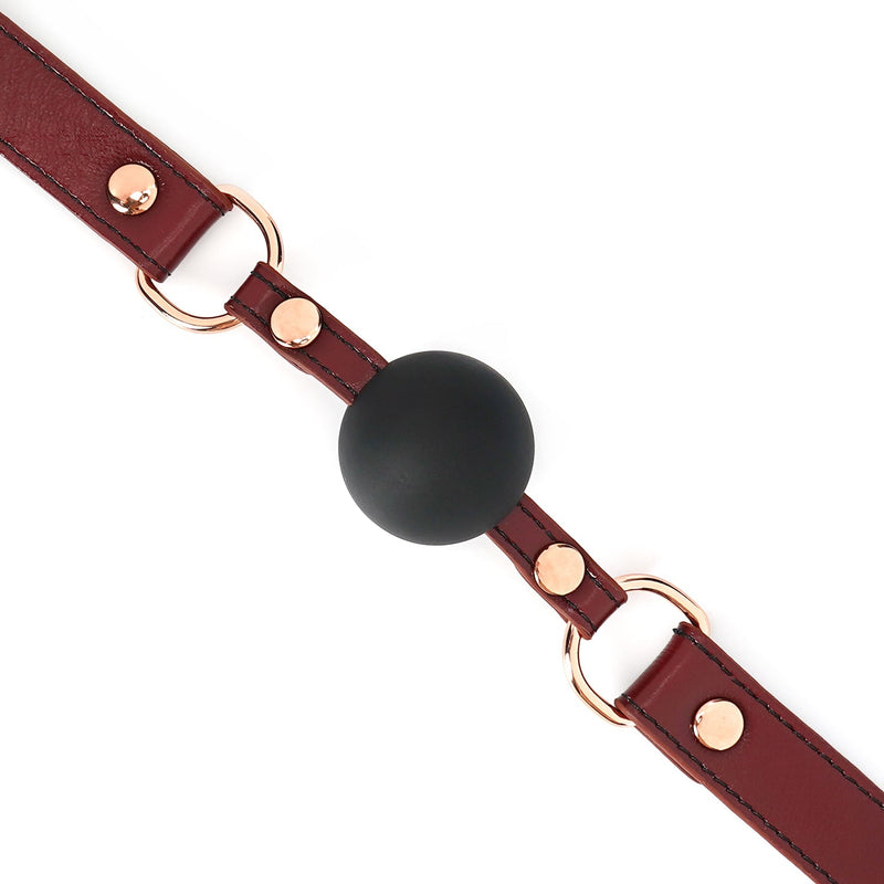 Liebe Seele - Wine Red - Leather Ball Gag With Silicone Ball - Exclusive And Luxurious Design - wine-red-Laced-up.nl