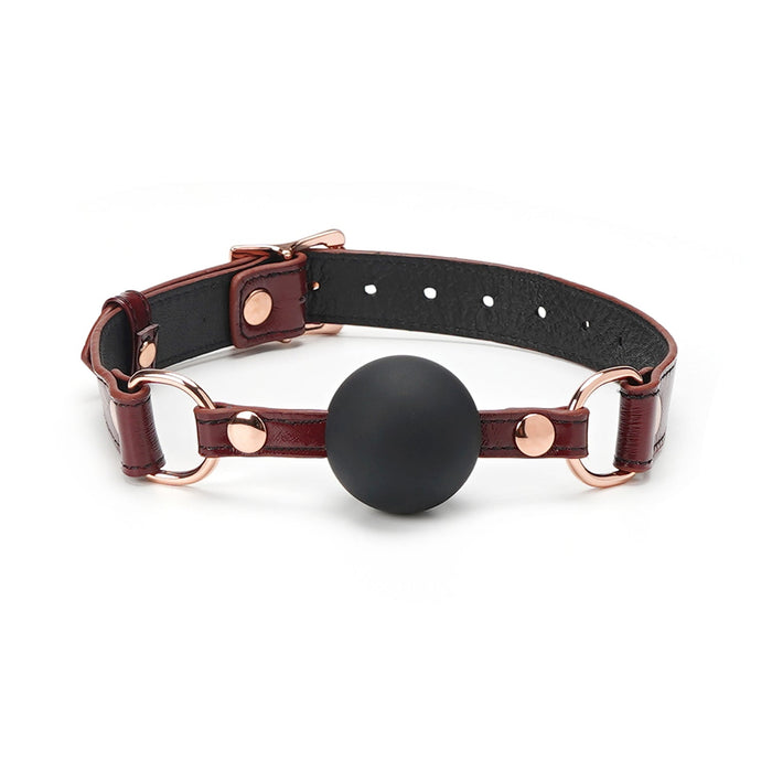 Liebe Seele - Wine Red - Leren Ball Gag Met Siliconen bal - exclusief En Luxe ontwerp - wijnrood-Laced-up.nl