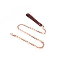 Liebe Seele - Wine Red - Leren Collar met Rosé Gouden Leiband - Exclusief En Luxe Ontwerp - wijnrood-Laced-up.nl
