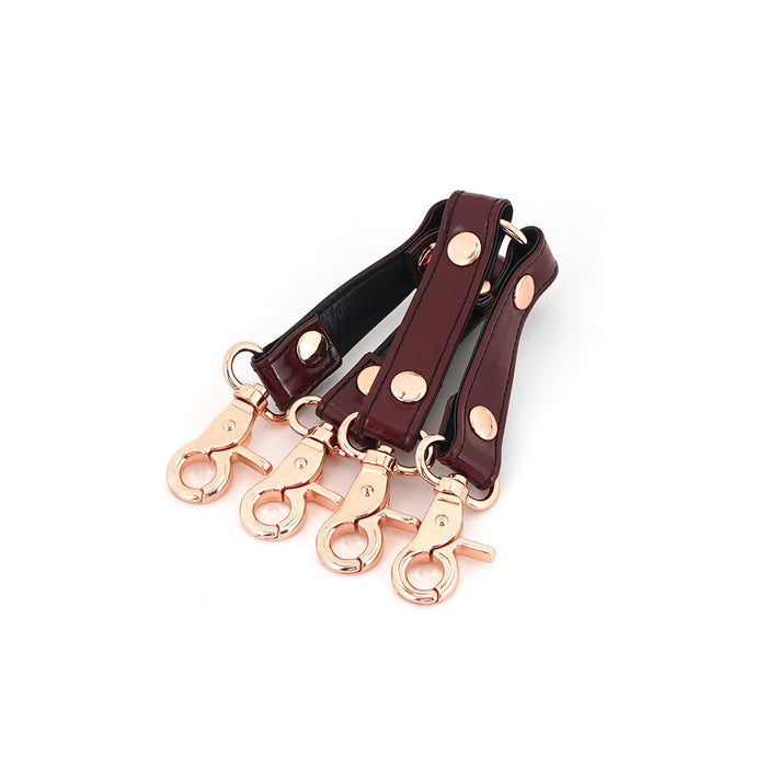 Liebe Seele - Wine Red - Leren Hogtie Met clips - exclusief En Luxe ontwerp - wijnrood-Laced-up.nl