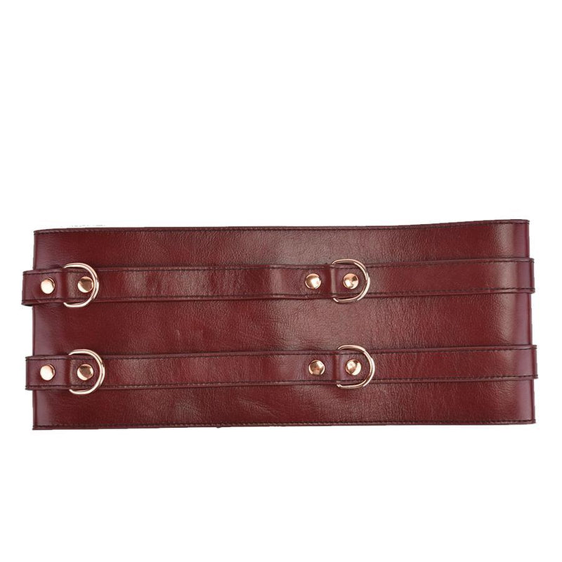 Liebe Seele - Wine Red - Luxe En Exclusieve Lederen Taille Bondagecorset - Corsetriem - wijnrood-Laced-up.nl