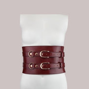 Liebe Seele - Wine Red - Luxe En Exclusieve Lederen Taille Bondagecorset - Corsetriem - wijnrood-Laced-up.nl