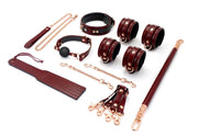 Liebe Seele - Wine Red - Leren Enkelboeien Met Rosé Gouden Ketting - exclusief En Luxe ontwerp - wijnrood-Laced-up.nl
