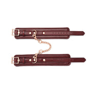 Liebe Seele - Wine Red - Leren Enkelboeien Met Rosé Gouden Ketting - exclusief En Luxe ontwerp - wijnrood-Laced-up.nl