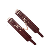 Liebe Seele - Wine Red - Leren Enkelboeien Met Rosé Gouden Ketting - exclusief En Luxe ontwerp - wijnrood-Laced-up.nl